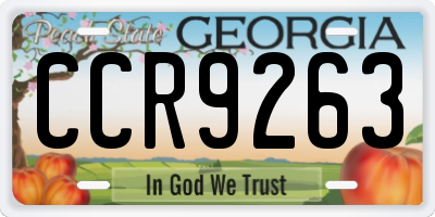 GA license plate CCR9263
