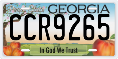 GA license plate CCR9265
