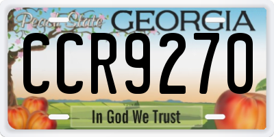 GA license plate CCR9270
