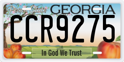 GA license plate CCR9275