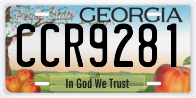 GA license plate CCR9281