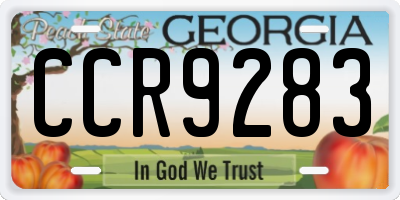 GA license plate CCR9283