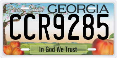 GA license plate CCR9285