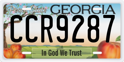 GA license plate CCR9287