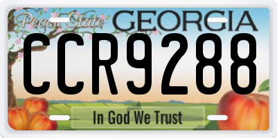 GA license plate CCR9288