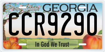 GA license plate CCR9290