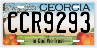 GA license plate CCR9293