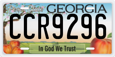 GA license plate CCR9296