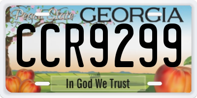 GA license plate CCR9299