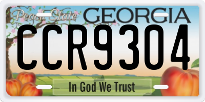 GA license plate CCR9304