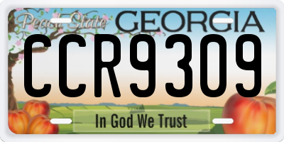 GA license plate CCR9309