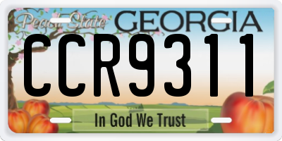 GA license plate CCR9311