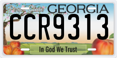 GA license plate CCR9313