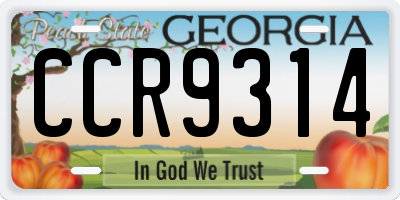 GA license plate CCR9314