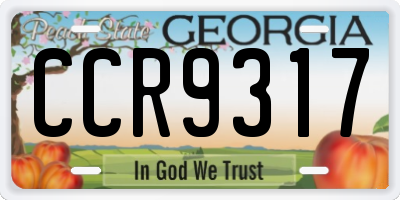 GA license plate CCR9317