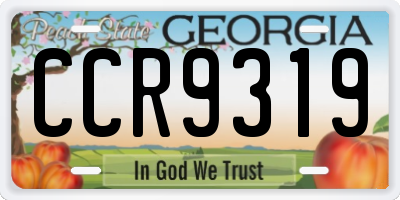 GA license plate CCR9319