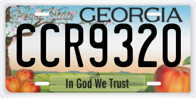 GA license plate CCR9320