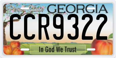 GA license plate CCR9322