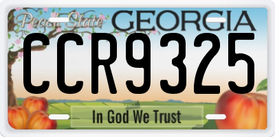 GA license plate CCR9325