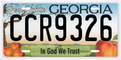 GA license plate CCR9326