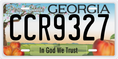 GA license plate CCR9327