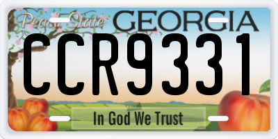 GA license plate CCR9331