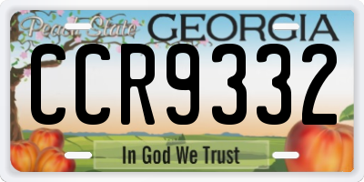 GA license plate CCR9332