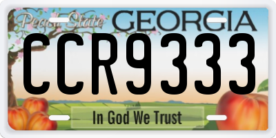 GA license plate CCR9333