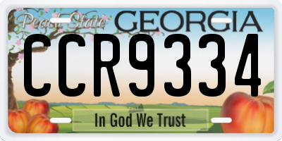 GA license plate CCR9334
