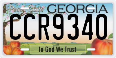 GA license plate CCR9340