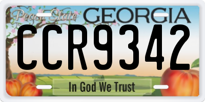 GA license plate CCR9342