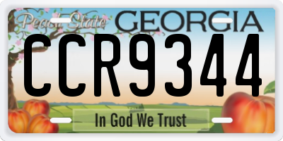 GA license plate CCR9344