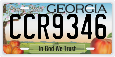 GA license plate CCR9346