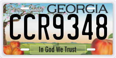 GA license plate CCR9348