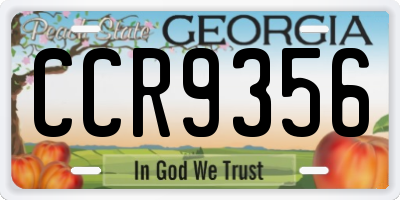 GA license plate CCR9356