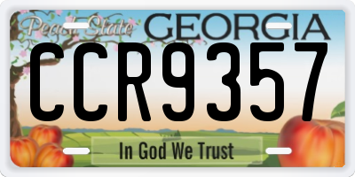 GA license plate CCR9357