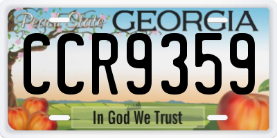 GA license plate CCR9359