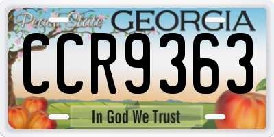 GA license plate CCR9363