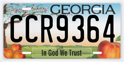 GA license plate CCR9364