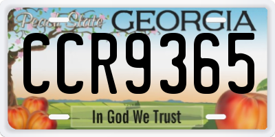 GA license plate CCR9365