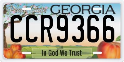 GA license plate CCR9366