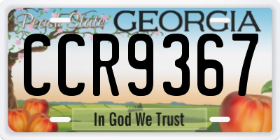 GA license plate CCR9367