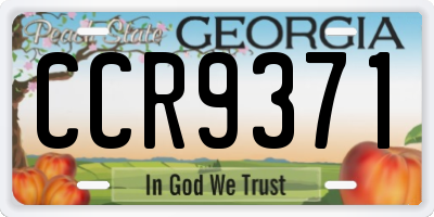 GA license plate CCR9371