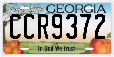 GA license plate CCR9372