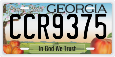 GA license plate CCR9375