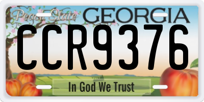 GA license plate CCR9376