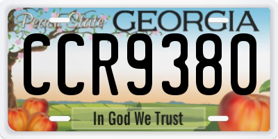 GA license plate CCR9380