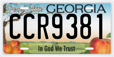 GA license plate CCR9381