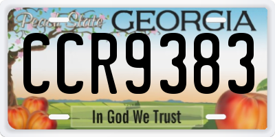GA license plate CCR9383