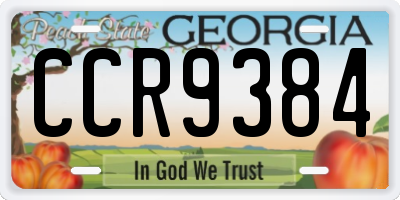 GA license plate CCR9384